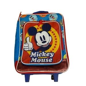 Disney Mickey Mouse Rolling Carry On Luggage Suitcase Red Blue Kids